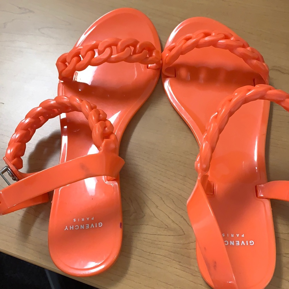 Bright. Neon. Orange sandals